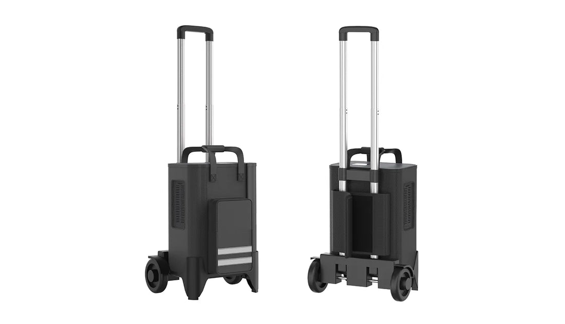 Kingon P2-TOC transportable oxygen concentrator in carry bag and cart.