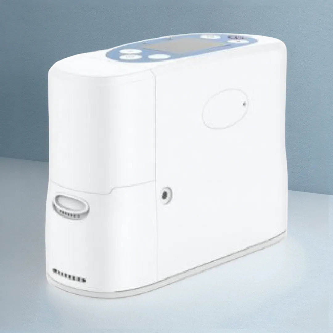 Kingon P2-E6 portable oxygen concentrator on blue background.