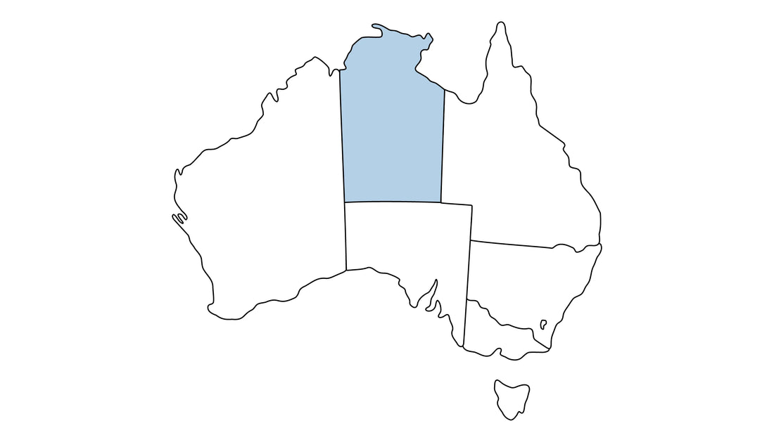 Map of Australia highlighting Northern Territory.