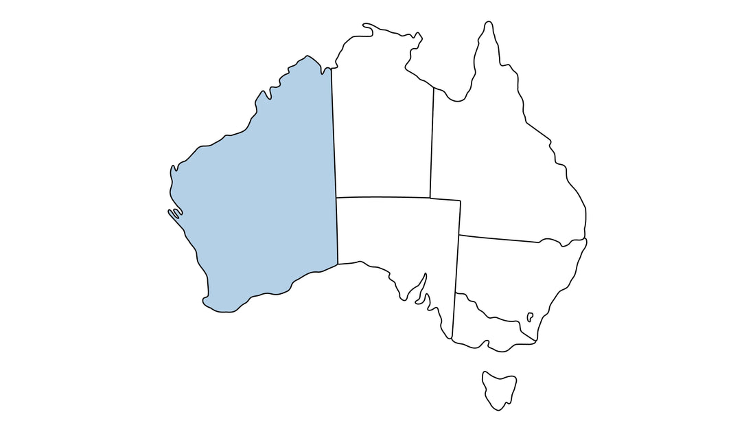 Map of Australia highlighting Western Australia.